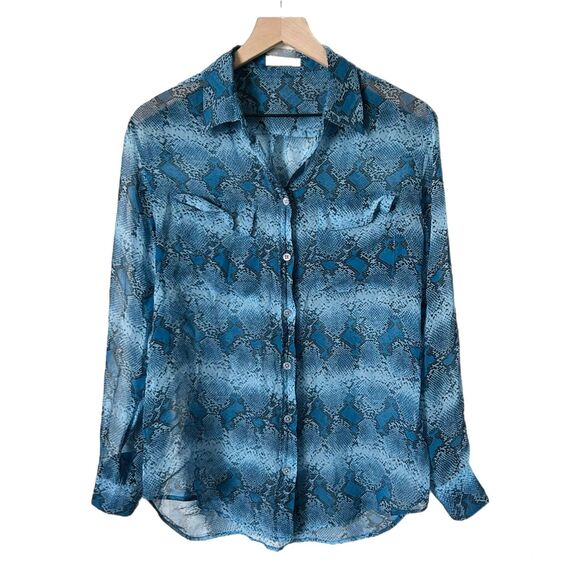 Equipment Silk Button Down Blouse in Blue Snake Print Size Small - Picture 1 of 4
